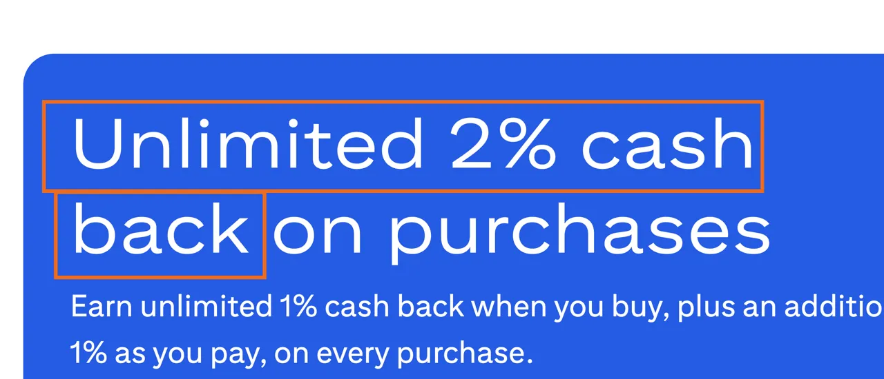 Capture of Citi Double Cash® Credit Card | Citi.com: “Unlimited 2% cash back on purchases”